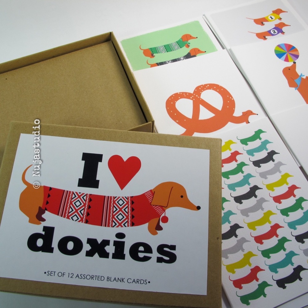 Set of 11 Cards I Love Doxies Assorted Blank Cards